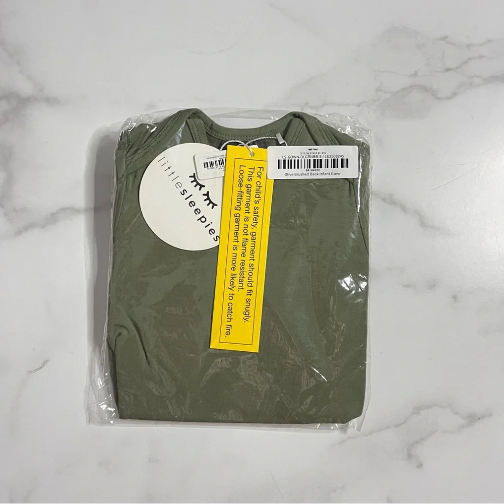New Little Sleepies Bamboo Olive Brushed Back Infant Gown